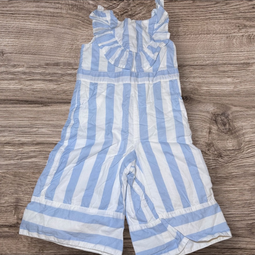 Blue and White Striped Kids Jumpsuit